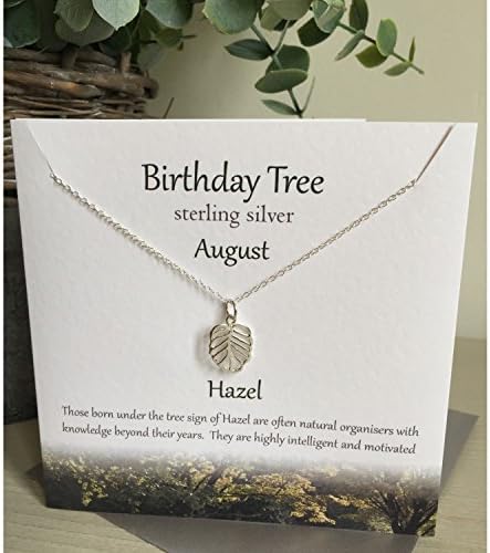 Birthday Sterling Silver Tree Necklace-----AUGUST----HAZEL Presented By Sterling Effectz