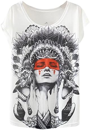 KaiTingu Women's Short Sleeve Casual Graphic Indian Print Vintage T Shirts Tops