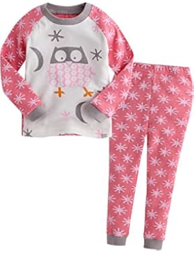 Vaenait Baby Saugling Kinder 74-122 lange Armel Schlafanzuge Set Snow Owl Pink