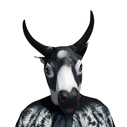 Buffallo Bull Ox Ochse Ochs Stier Bulle Maske mask aus Latex mit Öffnungen an Augen Halloween Karneval Fasching Kostüm Verkleidung für Erwachsene Männer und Frauen Damen Herren gruselig Grusel Zombie Monster Dämon Horror