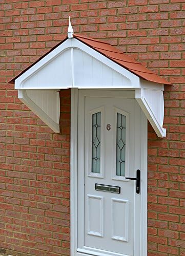 NEW Highgrove Canopy Rain shade Sun Shelter cover front door porch DIY awning strong (White Frame (With Grey Flashing Sealer), Grey Roof)