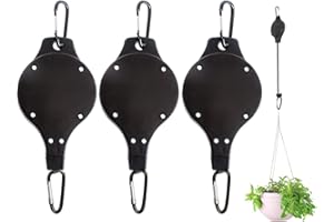 KULANNDER Plant Pulley Retractable Heavy Duty Easy Reach Plant Pulley Adjustable Hanging Flower Basket Hook Hanger for Garden Baskets Pots and Birds Feeder Indoor Outdoor Hang High Up and Pull Down 3Pcs