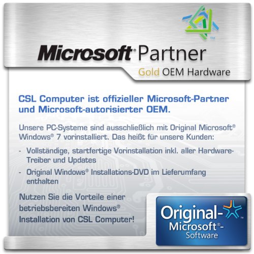CSL Speed 4765Pro inkl. Windows 7 Pro – Intel Core i7-4790 4x 3600MHz, 16GB RAM, 120GB SSD, 1000GB HDD, GeForce GTX 1050 Ti, DVD, USB 3.1 - 7