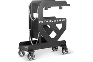 ‎STAHLWERK STAHLWERK Schweißwagen mit 3 Ebenen (SW-800-ST) – 80 × 38 × 96 cm (L × B × H), Longlife-Gummirollen, 1,5 mm Wandstärke, Halterung für Schläuche und Kabel, inklusive Kettensicherung für Gasflaschen