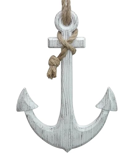 Decoratief object Anker, H 13,00 cm, Mangohout, Wit | Zus & Zo Oostburg | Unieke cadeau's vindt