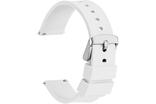 WOCCI Bracelets de Montre en Silicone, Boucle en Acier Inoxydable Argenté, Libération Rapide, Bandes de Rechange en Caoutchouc Souple 13 Couleurs, 14mm 16mm 18mm 19mm 20mm 21mm 22mm 24mm
