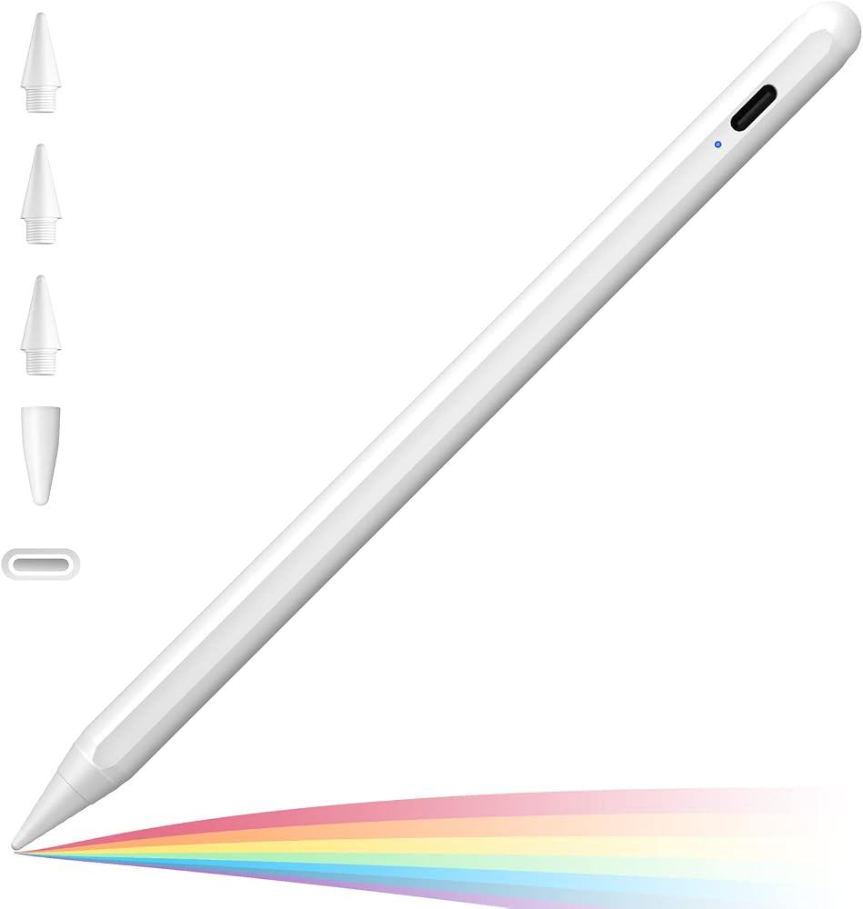 Cisteen iPad(2018-2024) için Stylus Kalem,iPad Pro 11/13 inç M4,iPad Air 11/13 inç M2,iPad 10/9/8/7/6,iPad Air 5/4/3,iPad Pro 11/12.9",iPad Mini 6/5 için Eğim Sensörlü Avuç İçi Reddi Aktif Stylus Kalem