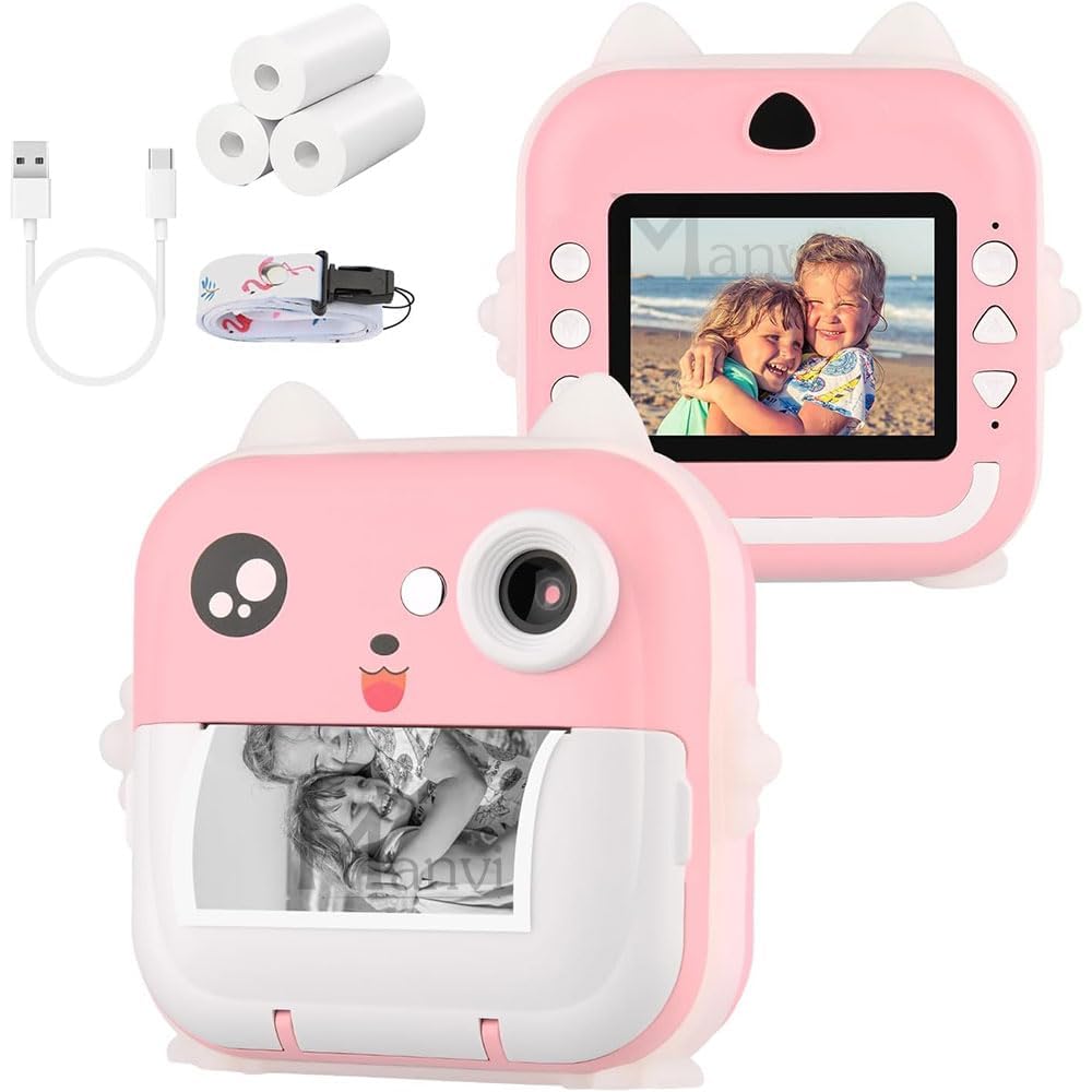Instant Print Camera for Kids, 48 MP Photo & 1080P HD Video Recoding with BT Connectivity, 2 in 1 Instant Photo & Printer for