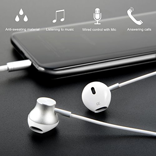 Auricolari In Ear,SENDIS Cuffie In-Ear Stereo Universale con Microfono per iPhone, Smartphone Android, Tablet ecc - Bianco