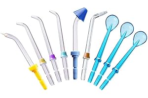 Jerilla 9 piezas Juego de Boquillas para Irrigador Bucal, Kit de Puntas de Jet de Repuesto Compatible con Waterpik Flosser de Agua WP-100/WP-250/WP-300/WP-450/WP-560/WP-660/WP-811/WP-900