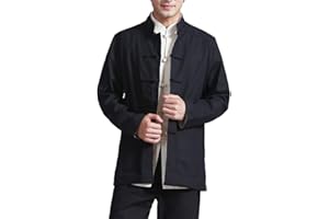 DAOBA Hombres Chino Ropa Tang - Wing Chun Shaolin Tai Chi Tradicional Disfraz Artes Marciales Kung Fu Manga Larga Chaqueta de Doble Cara Camisa Uniforme