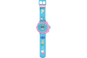 Lexibook, Peppa Pig, justerbar armbandsur, projicera 20 bilder av Peppa Pig, digital skärm, för barn, DMW050PPLXB