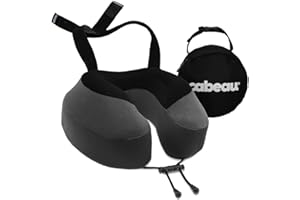 ‎CABEAU Cabeau Poduszka podróżna Evolution S3 – paski do siedzenia w samolocie – zapewnia, że głowa nie spadnie do przodu – zrelaksuj się dzięki pluszowej pianki z pamięcią kształtu – szybkoschnąca tkanina