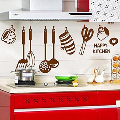 Koly Heureux Murales De Cuisine Muraux Autocollant Vinyle De DéCoration Autocollants Bricolage