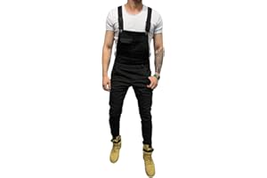 ORANDESIGNE Herren Denim Latzhose Overalls Jeanshose Männer Cargo Jeans Retro Jumpsuit Arbeitshose Blau Arbeitslatzhosen Loose Fit Latzanzug Jumpsuit