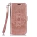 Produktbild HUDDU Rosegold Handyhülle für Samsung Galaxy S7 Hülle Mandala Muster PU Leder Tasche Wallet Case Cover Flip Kartenfach Magnetverschluss Stand Brieftasche Slim Blumen Schutzhülle Klapphülle