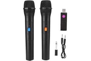 CCYLEZ Microphone sans Fil Universel VHF, Micro portatif Dynamique à réception USB, portée de 50 m, système de Microphone sans Fil VHF pour karaoké, Performances en Direct, réunions, fêtes(V16U)