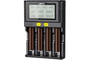 Schnellstes 18650 Akkuladegerät, AUKSKY 3A Schnellladegerät mit 4 Steckplätzen, LCD-Display, Temperaturregelung für AA AAA D 26650 18490 18350 18500 RCR123 Li-Ion/IMR/INR/ICR/NI-MH/NI-Cd Akku