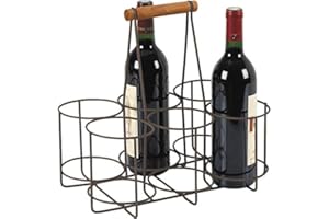AUBRY GASPARD Panier bouteilles en métal vieilli et bois 6 bouteilles