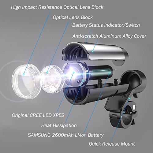 LED Fahrradbeleuchtung KingTop Wiederaufladbar USB Fahrradlampe Tragbare Taschenlampe StVZO zugelassen 50 Lux - 2