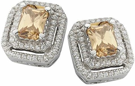 Velini earring, EA6112CH, 925 sterling silver, AAA quality 126 cubic zirconia stones and champagne glass stone