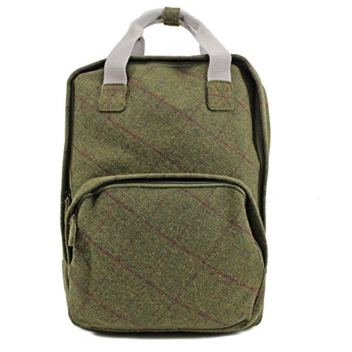 Ladies Tweed Backpack Rucksack School College Shoulder Laptop Bag Womens, Plain/Green,