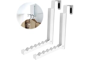 Gachiwar 2 perchas de puerta plegables, 6 ganchos, para colgar, para puertas con grosor inferior a 3,6 cm, tendedero detrás de la puerta 19,5 x 16 cm
