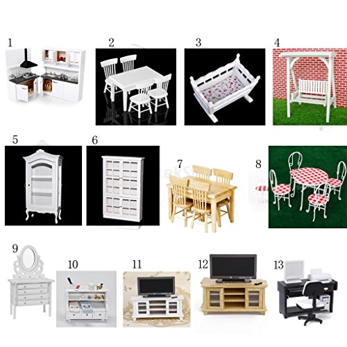 Puppenhaus Zubehör Möbel aus Holz Puppenstube Puppenküche Herd Kabinett Set - 9