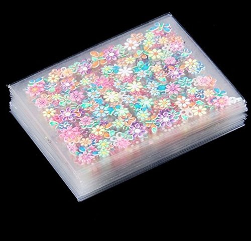 YAKO 50 Blatt 3D Nail Decals Tipp Nail Art Sticker Mix Farbe selbstklebende Aufkleber Blumendekoration - 6