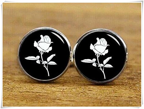 Art Nouveau Rose Cufflinks, Vintage Rose Cufflinks