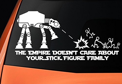 Level 33 Auto-Aufkleber Vinyl, Star Wars 'The Empire Doesnt Care About Your Stick Figure Family'