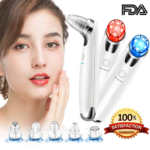 Aspirateur Point Noirs, Extracteur de Point Noir 5-en-1 Nettoyant les Points Noirs Enlever les points noirs,éliminer les Acné, Facial Nettoyeur de nez, 5 têtes ,chargeur d'USB