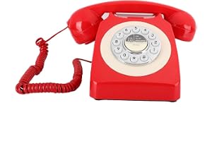 Luqeeg Retro Corded Telephone, Vintage Antique Telephone with Call ID, Old Fashioned Landline Phone Desktop Desk Phone, with Re-Dial Function, Anti-Thunder And Anti-Emi Function