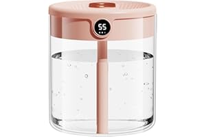 RIMIRICO Humidifier for Bedroom, 2L Cool Mist Humidifier for Home Baby, Humidity Sensor, 20H Last, Easy to Fill & Clean, Quiet Air Humidifiers for Large Room Office Nursery Plants (Pink)