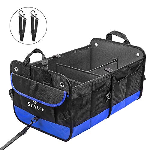 Siivton Organisateur de Coffre de Voiture, Coffre de Rangement Voitureavec 2 Sangle d'arrimages et Durable antidérapant étanche en Bas, 2 en 1 Sac Pliable de Première Qualité