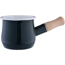 GRÄWE Casserole à Lait 450ml Bleu Pétrole - Compatible Induction - Bec Verseur - Poignée Bois