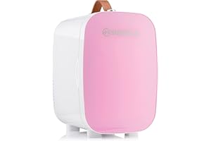 Subcold Pro6 Luxus Mini Kühlschrank Kühler | 6 Liter / 8 Dosen | AC und exklusive USB Power Option | Tragbarer kleiner Kühlschrank für Büro, Schlafzimmer, Auto, Reisen, Hautpflege & Kosmetik (Pink)