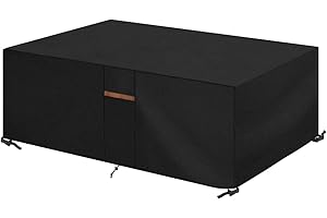SanGlory Copertura per Mobili da Giardino Impermeabile Copertura Tavolo Esterno 600D Oxford Copritavolo da Esterno Rettangolare Telo Copri Protettivo per Tavolo e Sedie, 170x94x71cm