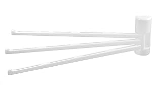 UXCELL sourcingmap Rotation Towel Rack Bathroom Swivel Towel Bar 3 Multi Fold-able Arms Rotation Organizer Swing Towel Shelf Space Saving Hanger Kitchen Hand Towel Holder White