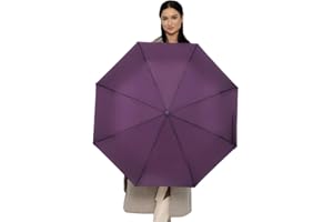ROYALWORTH Windproof Travel Umbrella - Compact, Light, Full Automatic Open/Close - Folding Backpack Umbrella for Rain & Sun UV Protection For Men & Women, Unbreakable 8 Fiberglass Ribs UK Design