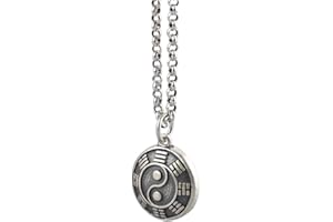 ForFox Collana con Ciondolo Yin Yang Tai Chi Cinese Piccolo in Argento Sterling 925 per Donna,Catena 50cm
