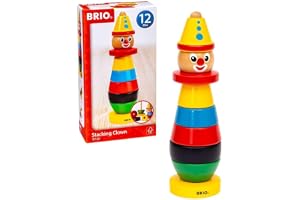 BRIO 30120 Clown | Stacking Clown. 9 delar Stapelleksak i trä. För barn från 12 månader.