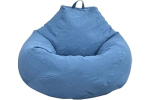 Anemoner Classic Bean Bag Sofa Cover, Lazy Lounger Bean Bag Storage Chair Cover without Filling, Solid Color Simple Design Outdoor and Indoor for Adults Kids (Blue, 80x90CM)