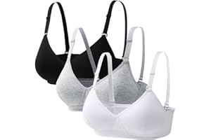 Bysion Reggiseni per Ragazze Adolescenti 3 Pezzi Cotone Traspirante Senza Cuciture Sportivo Intimo Reggiseno Bralette per Bambine per 12-18 Anni Bambini e Donne