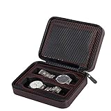 qees 4 Steckplätze, Luxus Herren Armbanduhr Reißverschluss Box Carbon Faser Jewelry Collection Halterung & Zubehör Reisen Organizer PD12 Produkt-ID: 6942096474058