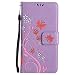 Produktbild LG G5 Hülle, Chreey Prägung [Glitzer Schmetterling] Leder Wallet Tasche Stoßfest Flip Case Hochwertig Handy Etui Elegant Cover [Lila] + Ständer Kartenfächer