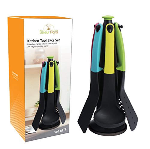 Saveur Royal® 7 Stück Set Küchenzubehör Küchenhelfer Küchenutensilien mit rotierendem Karussell - 5