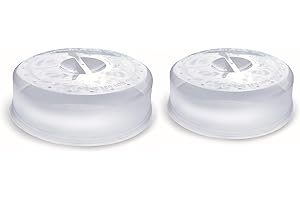 BRICORECHE Tapa para microondas y horno con salida vapor libre de BPA, tapa microondas dos medidas 24 o 27cm de diámetro, tapa microondas libre BPA, utensilio cocina tapar comida muy resistente (tapa 24+27cm)