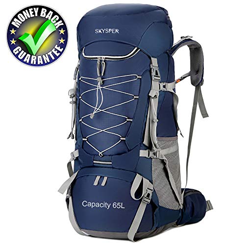 SKYSPER 65L Hiking Backpack Waterproof Large Trekking Rucksack Men Women Travel Knapsack for Mountaineering Picnic Camping Climbing Outdoor