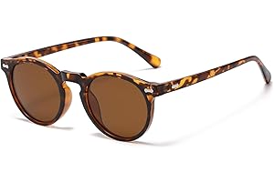 LJCZKA Okrągłe polaryzowane okulary przeciwsłoneczne mężczyzna kobieta vintage retro okulary przeciwsłoneczne damskie polaryzacyjne ochrona UV400, Lampart / brązowy, S